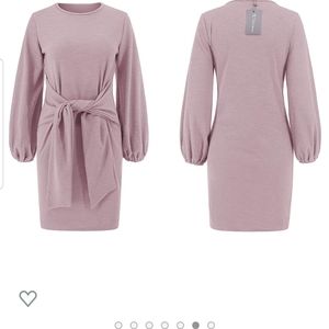 Light Violet Tie Waist Dress